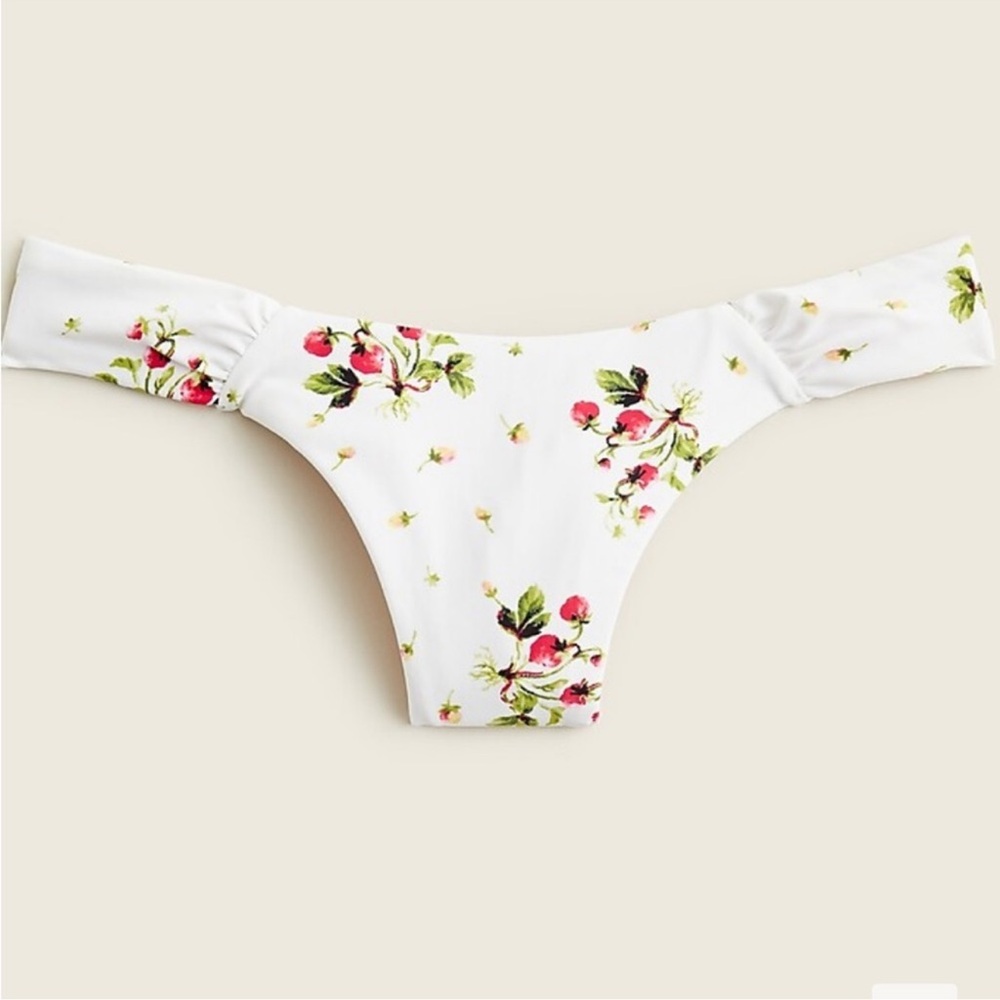 NWT J. Crew White Strawberry 🍓 bikini bottom. 34B. Matching top separate listing